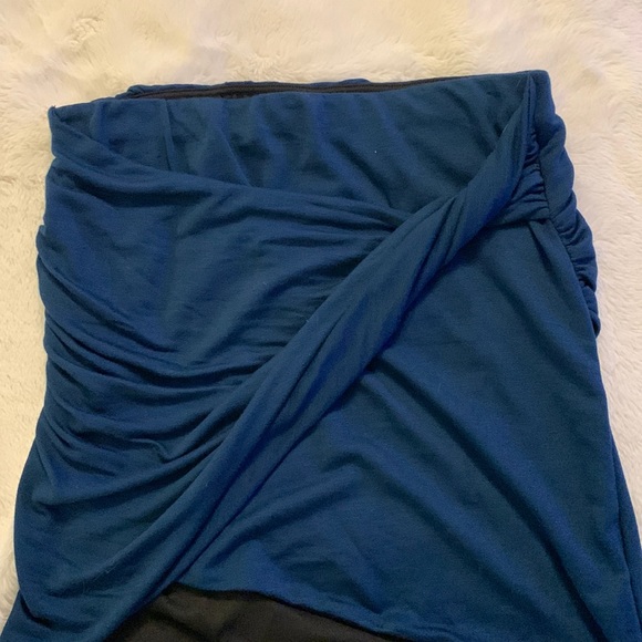 Free People Twist Mini Skirt | Blue | Ruched | Twist Front | SZ Small Petite - Picture 6 of 11